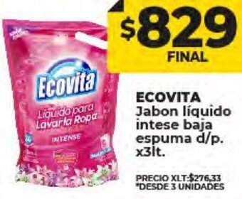 Supermayorista Vital ECOVITA Jabon líquido intese baja espuma d/p. x3lt. oferta