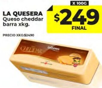 Supermayorista Vital LA QUESERA Queso cheddar barra 100kg. oferta