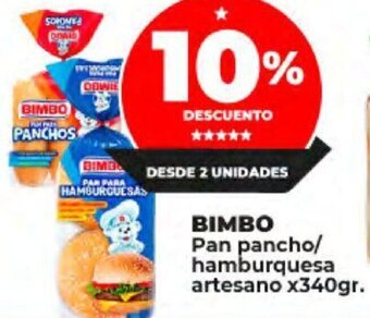 Supermayorista Vital BIMBO Pan pancho/ hamburquesa artesano x340gr. oferta