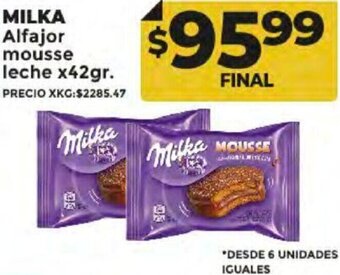 Supermayorista Vital MILKA Alfajor mousse leche x42gr. oferta
