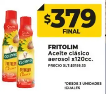 Supermayorista Vital FRITOLIM Aceite clásico aerosol x120cc. oferta