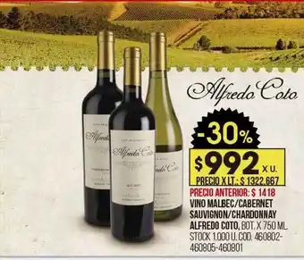 Coto Vino malbec cabernet sauvignon chardonnay alfredo coto oferta