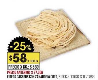 Coto Fideos caseros con zanahoria coto oferta