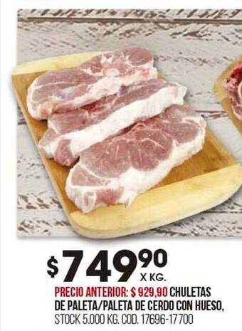 Coto Chuletas de paleta paleta de cerdo con hueso oferta