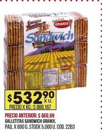 Coto Galletitas sandwich granix oferta