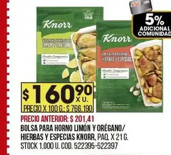 Coto Bolsa para horno limón y orégano hierbas y especias knorr oferta