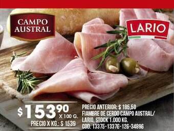 Coto Fiambre de cerdo campo austral lario oferta