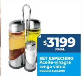 Supermayorista Vital Set especiero aceite-vinagre renga vidrio oferta