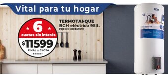 Supermayorista Vital TERMOTANQUE BGH eléctrico 95lt. oferta