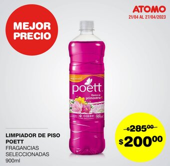 Atomo Conviene LIMPIADOR DE PISO POETT FRAGANCIAS SELECCIONADAS 900ml oferta