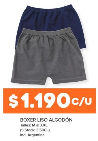 Carrefour BOXER LISO ALGODÓN Talles: M al XXL. oferta