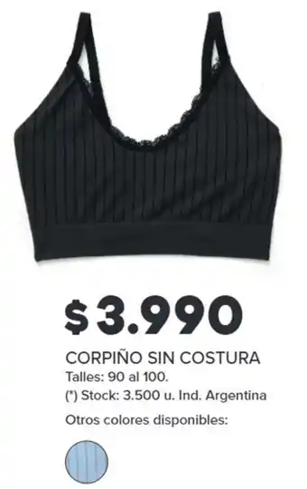 Carrefour CORPIÑO SIN COSTURA Talles: 90 al 100. oferta