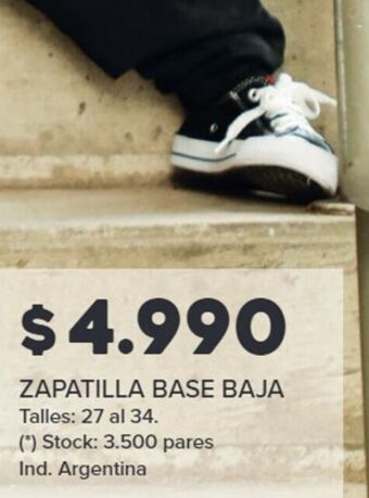 Carrefour ZAPATILLA BASE BAJA Talles: 27 al 34. oferta