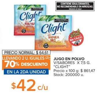 Carrefour JUGO EN POLVO V/SABORES X 7,5 G. "CLIGHT" oferta