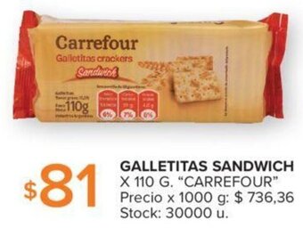 Carrefour GALLETITAS SANDWICH X 110 G. "CARREFOUR" oferta