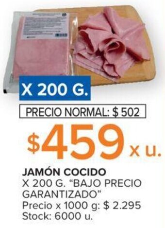 Carrefour JAMÓN COCIDO X 200 G. "BAJO PRECIO GARANTIZADO" oferta