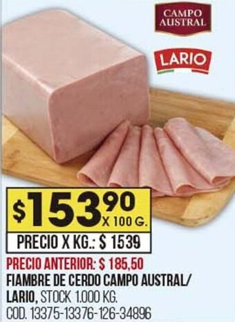 Coto Fiambre de Cerdo Campo Austral/Lario oferta