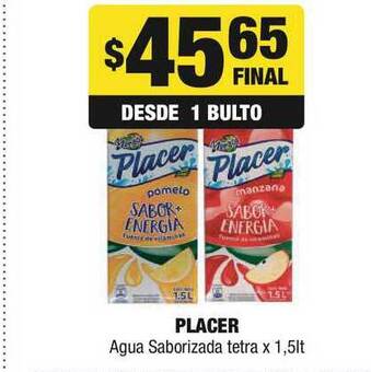 Maxi Ofertas Placer Agua Saborizada tetra x 1,5lt oferta