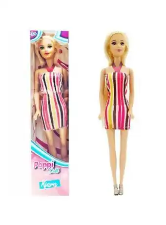 El Mundo del Juguete Muñeca kiara vestido rayado rosa simil barbie oferta