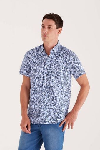 Macowens Camisa estampada blanca oferta