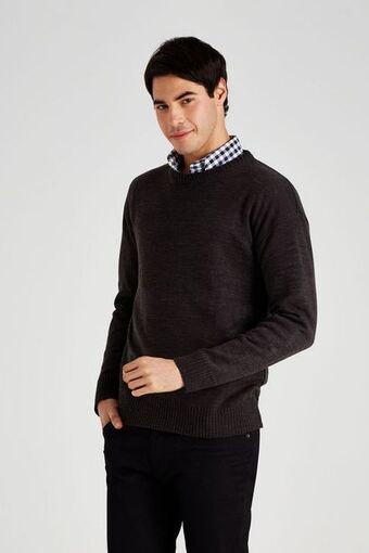Macowens Sweater liso gris oscuro oferta
