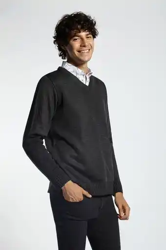 Macowens Sweater liso gris oscuro melange oferta