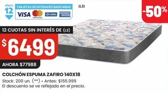 Changomas COLCHÓN ESPUMA ZAFIRO 140X18 oferta