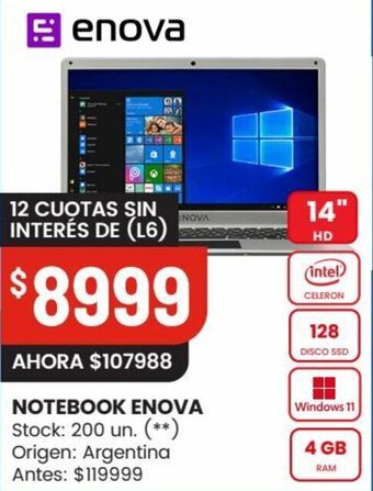 Changomas NOTEBOOK ENOVA oferta