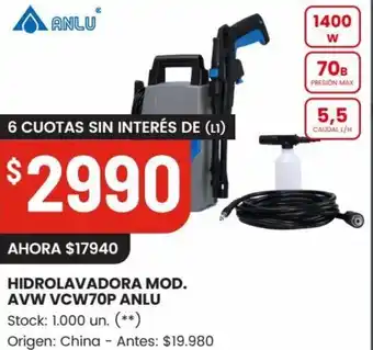 Changomas HIDROLAVADORA MOD. AVW VCW70P ANLU oferta