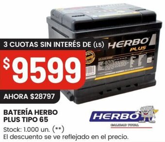 Changomas BATERÍA HERBO PLUS TIPO 65 oferta