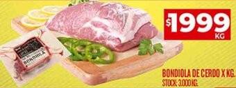Supermercados DIA BONDIOLA DE CERDO X KG. oferta