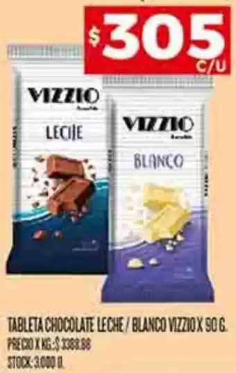 Supermercados DIA TABLETA CHOCOLATE LECHE/BLANCO VIZZIO X 90 G oferta