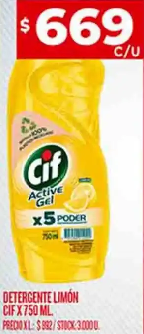 Supermercados DIA DETERGENTE LIMÓN CIFX750 ML. oferta