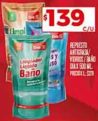Supermercados DIA REPUESTO ANTIGRASA VIDRIOS/BAND DIAX 500 ML oferta