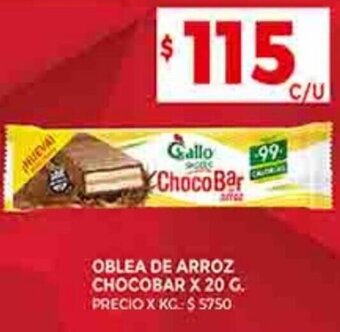 Supermercados DIA OBLEA DE ARROZ CHOCOBAR X 20 G. oferta