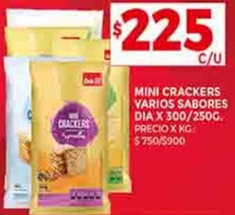 Supermercados DIA MINI CRACKERS VARIOS SABORES DIA X 300/250G. oferta