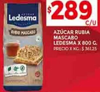 Supermercados DIA AZÚCAR RUBIA MASCABO LEDESMA X 800 G. oferta