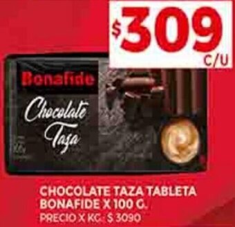 Supermercados DIA CHOCOLATE TAZA TABLETA BONAFIDE X 100 G. oferta