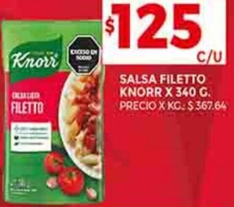 Supermercados DIA SALSA FILETTO KNORR X 340 G. oferta