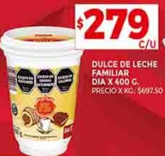 Supermercados DIA DULCE DE LECHE FAMILIAR DIA X 400 G. oferta