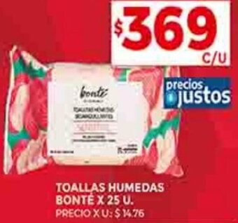 Supermercados DIA TOALLAS HUMEDAS BONTÉ X 25 U. oferta