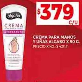 Supermercados DIA CREMA PARA MANOS Y UÑAS ALGABO X 90 G. oferta