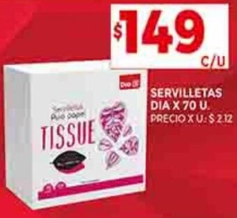 Supermercados DIA SERVILLETAS DIA X 70 U. oferta