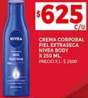 Supermercados DIA CREMA CORPORAL PIEL EXTRASECA NIVEA BODY X 250 ML. oferta