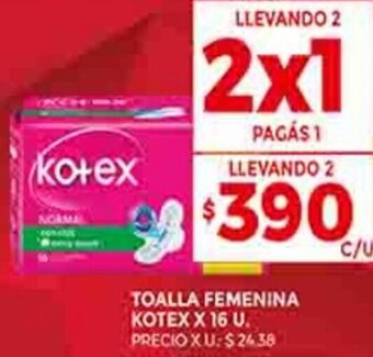 Supermercados DIA TOALLA FEMENINA KOTEX X 16 U. oferta