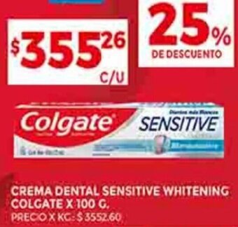 Supermercados DIA CREMA DENTAL SENSITIVE WHITENING COLGATE X 100 G. oferta