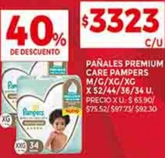 Supermercados DIA PAÑALES PREMIUM CARE PAMPERS M/G/XG/XG oferta