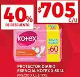 Supermercados DIA PROTECTOR DIARIO ESENCIAL KOTEX X 60 U. oferta