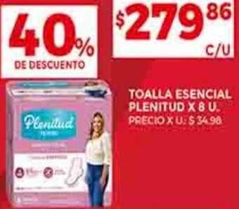 Supermercados DIA TOALLA ESENCIAL PLENITUD X 8 U. oferta