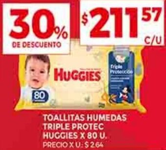 Supermercados DIA TOALLITAS HUMEDAS TRIPLE PROTEC HUGGIES X 80 U. oferta